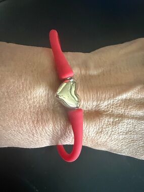 Red Silicone Bracelet with Gold Heart